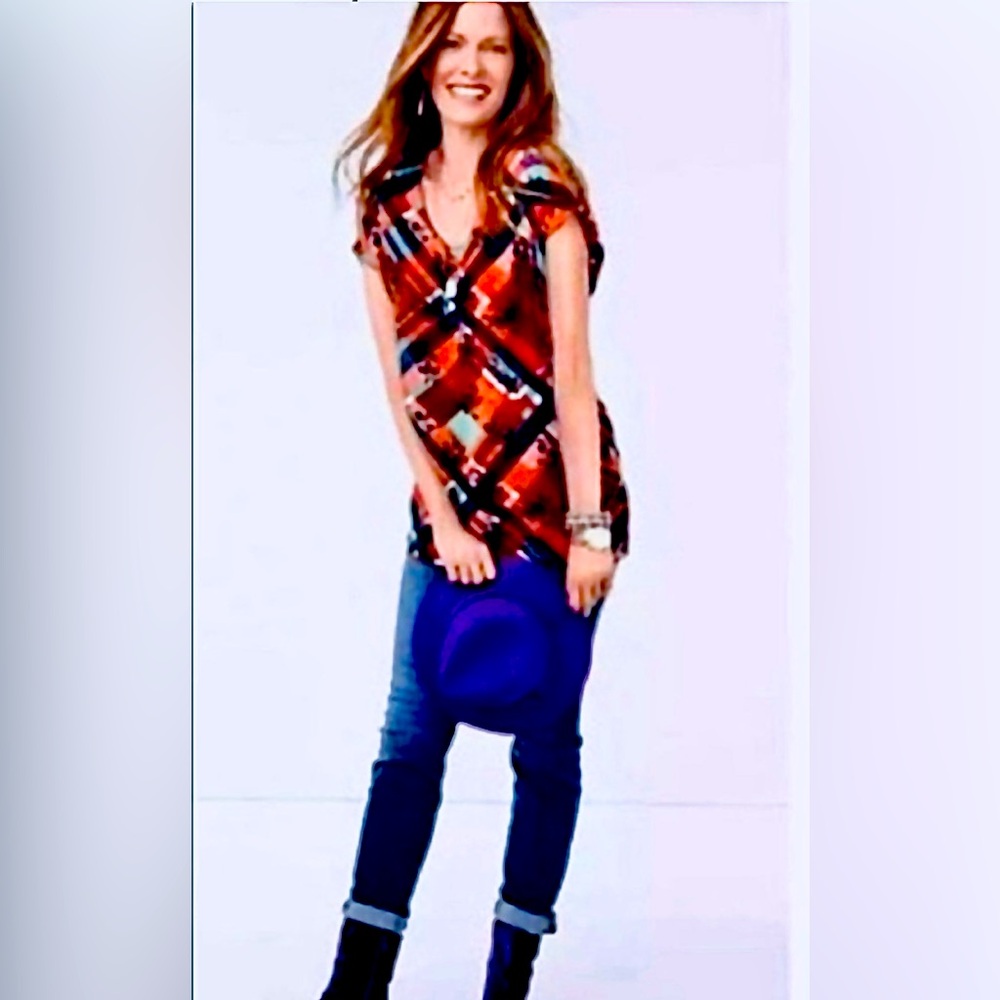 Cabi Zadie #3773 Lattice Plaid Floral Cami-Lined Loose Fit Tunic Set